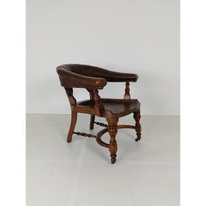 Victorian Mahogany Leather Desk Chair