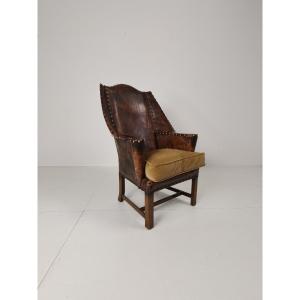 Antique Leather Armchair, England Circa 1800
