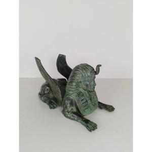Sphinx Table In Bronze With Glass Top