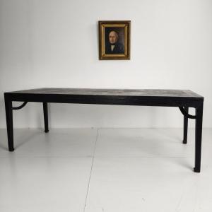Black Qing Chinese Dining Table (230 Cm) - Mid To Late 18th Century - Chinese Lacquer