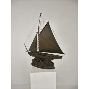 Brass Sailboat - Signed And Made In 1912