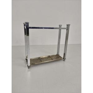 Art Deco Chromed Umbrella/cane Stand - Small Model