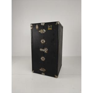 Antique 1924 Belber Travel Case In Black Leather - Large Travel Wardrobe