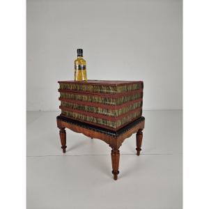 Book Case In Imitation Leather On Painted Stand - England, Circa 1830