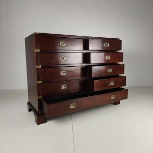 English Country Chest Of Drawers With Brass Fittings - 20th Century