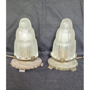 Sabino: Pair Of Cascade Model Lamps, Art Deco