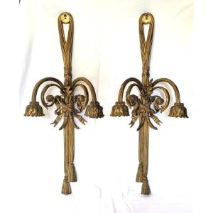 Pair Of Bronze St Louis XVI Wall Lights, 1900