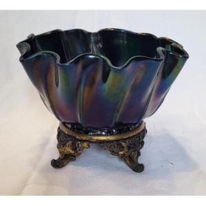 Glass Cup On Bronze, Loetz, 19th Century