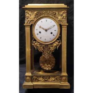 Dubuc The Elder In Paris: Gilt Bronze Portico Clock, First Empire