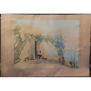 Constantin Westchiloff, Signed Watercolor Lithograph