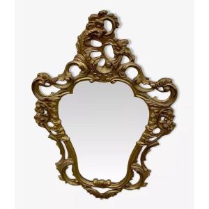Vintage Baroque Mirror In Gilded Wood, 1980s