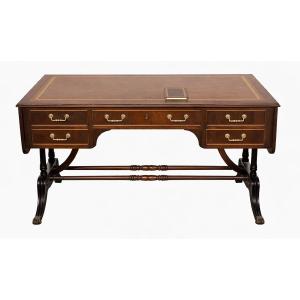 English Desk, Double-sided Flat Top With Mahogany Extension