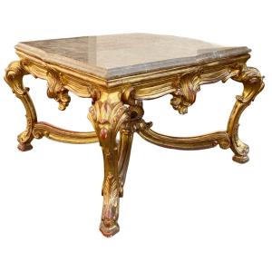 Gilded Wood Center Table, Louis XVI Style Coffee Table