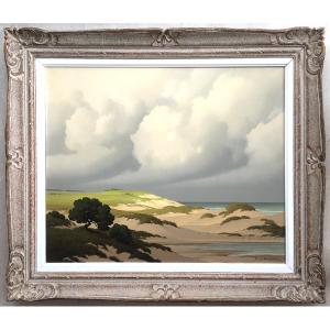 Large Painting Pierre De Clausade Seaside Landscape