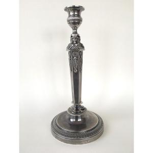 Empire Period Silver Candle Holder With Rooster Hallmark