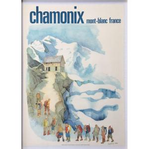 Old Original Poster Chamonix By Guy Ameyë 1980