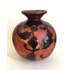 Charles Schneider Vase With Pearl Decor Circa 1925-27 Le Verre Français