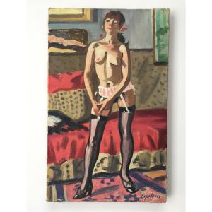 Painting Of A Nude Woman By Robert Lepeltier, Painter From Paris 1913-1996 