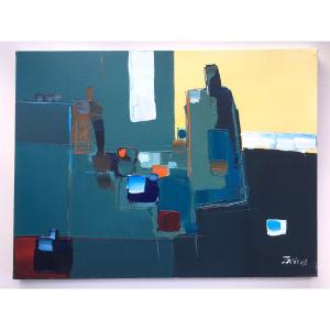 Abstract Painting By Lionel Chevalier (saint Malo), Pseudonym Zanova