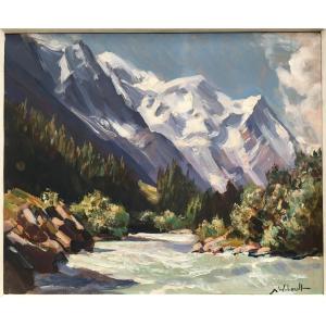  Mountain Painting By Marcel Wibault, Chamonix