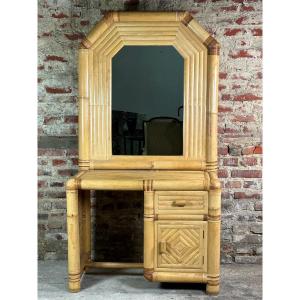Vintage Bamboo Dressing Table 1970