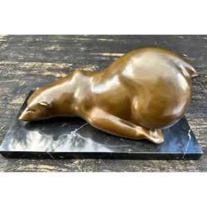 Contemporary Bronze Bear Signed Milo