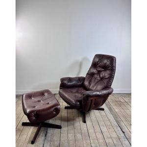 Leather Armchair And Ottoman By Göte Möbler Sweden 1960