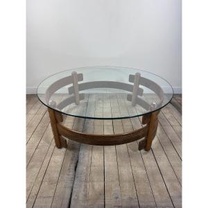 Round Scandinavian Teak Coffee Table, 1970