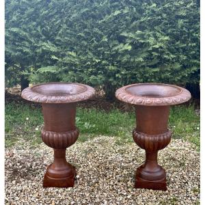 Pair Of Medici-style Cast Iron Washbasins, 74 Cm High