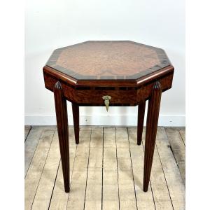 Art Deco Period Side Table In Burr Walnut Marquetry, 1930