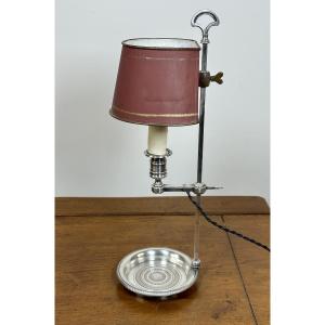 Quinquet Lamp In Silver-plated Metal 19th Century