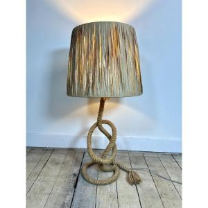 Audoux Minet Lamp In Rope And Raffia 1950's