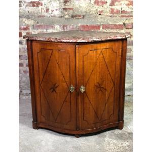 Curved Corner In Louis XV Marquetry Stamped Jb Galet