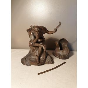 Sculpture, Head-model Of Hd Contenot. "oedipus". Study Bronze. Height 20cm