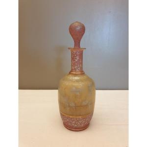 Old Carafon In The Spirit Of Daum. Japanese Silver Decor