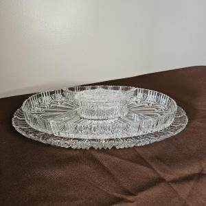 Glass Hors d'Oeuvres Or Crudités Server, 40 Cm Long
