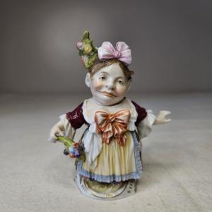 Dwarf Woman Figurine, Grotesque, Porcelain, Signed Unidentified Height 10 Cm