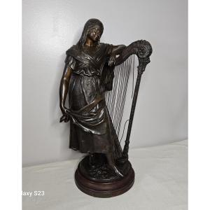 Sculpture Signed Auguste Moreau "broken Rope" In Spelter