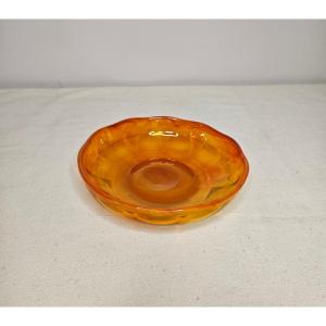 Verlys Rare Orange Glass Dish Signed