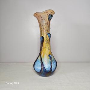 Michèle Luzoro Multi-layered Blown Glass Vase With Hot-applications. Height 38 Cm