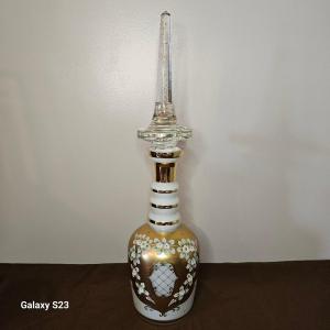 Large Perfume Or Alcohol Bottle From Czechoslovakia. Height 62 Cm