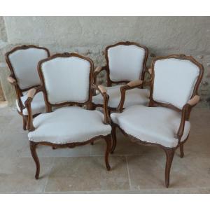 Set Of 4 Louis XV Style Cabriolet Armchairs