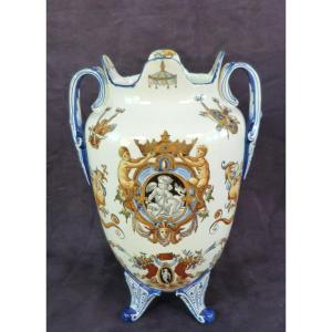 Gien Earthenware Vase From The 19th Century 