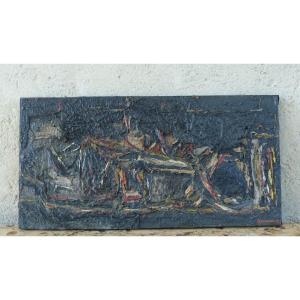 Abstract Painting Signed Claude Jouhanneau 