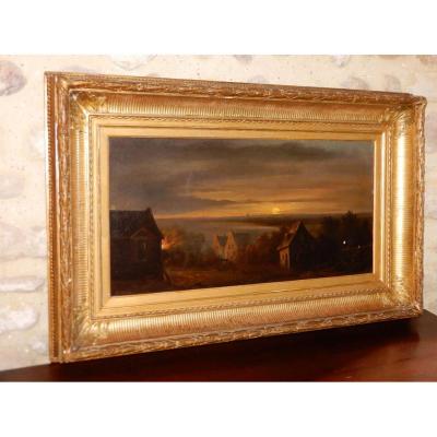 Oil On Canvas 68x35 D.donny Twilight Landscape