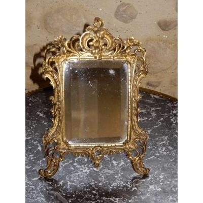 Table Mirror, Gilt Bronze, Louis XV Style, Rockery