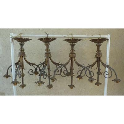 Series Of Four Brass Chandeliers