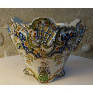 Rouen Earthenware Cache Pot