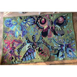 Van Hout Le Beau Michèle (xxème) Wool Tapestry Signed In The Weft