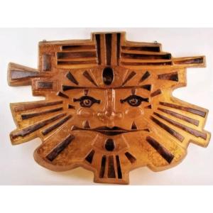 Matius (20th Century) Important Sun Wall Lamp In Fractal Resin Signed